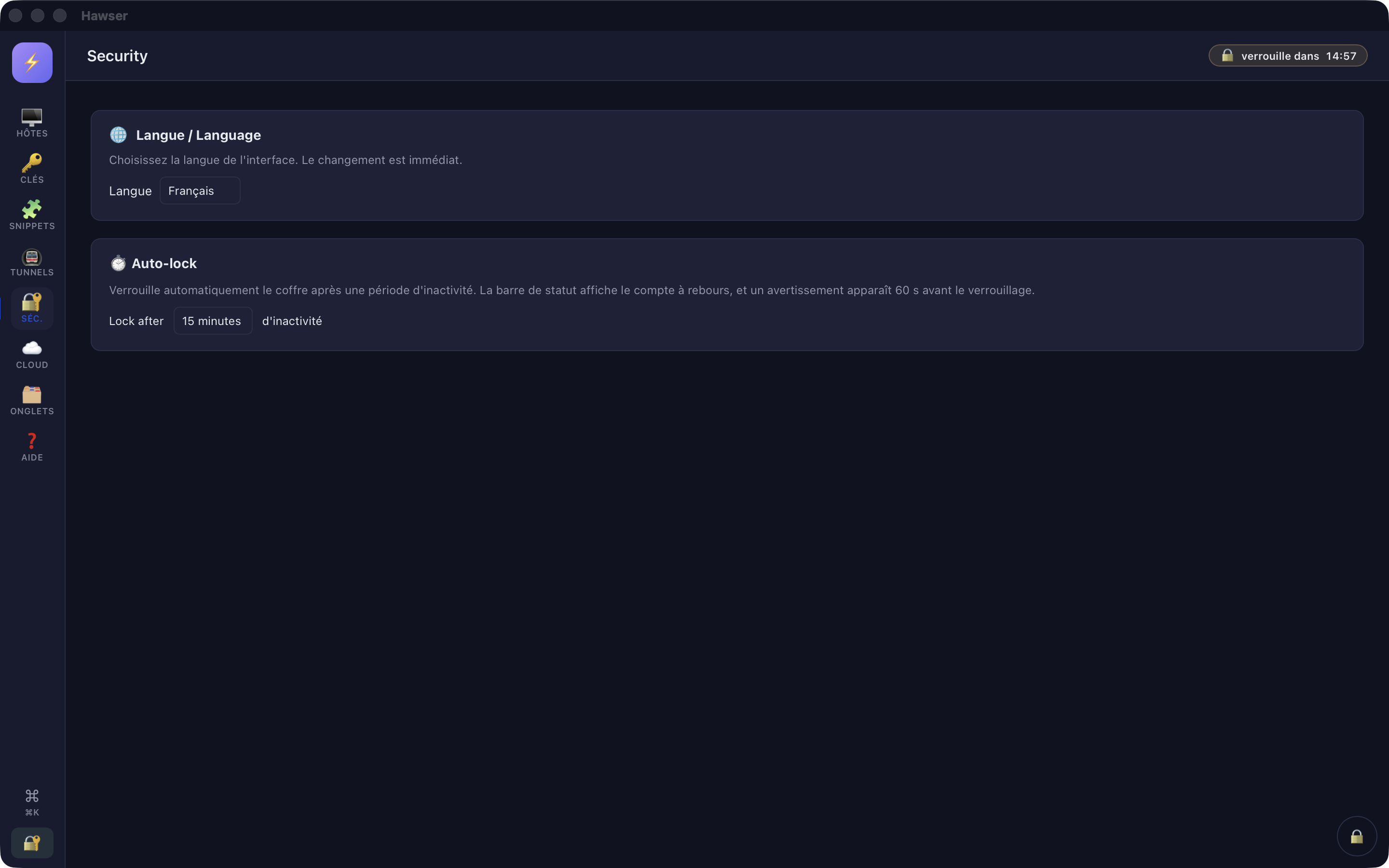 ILYGO Hawser security settings